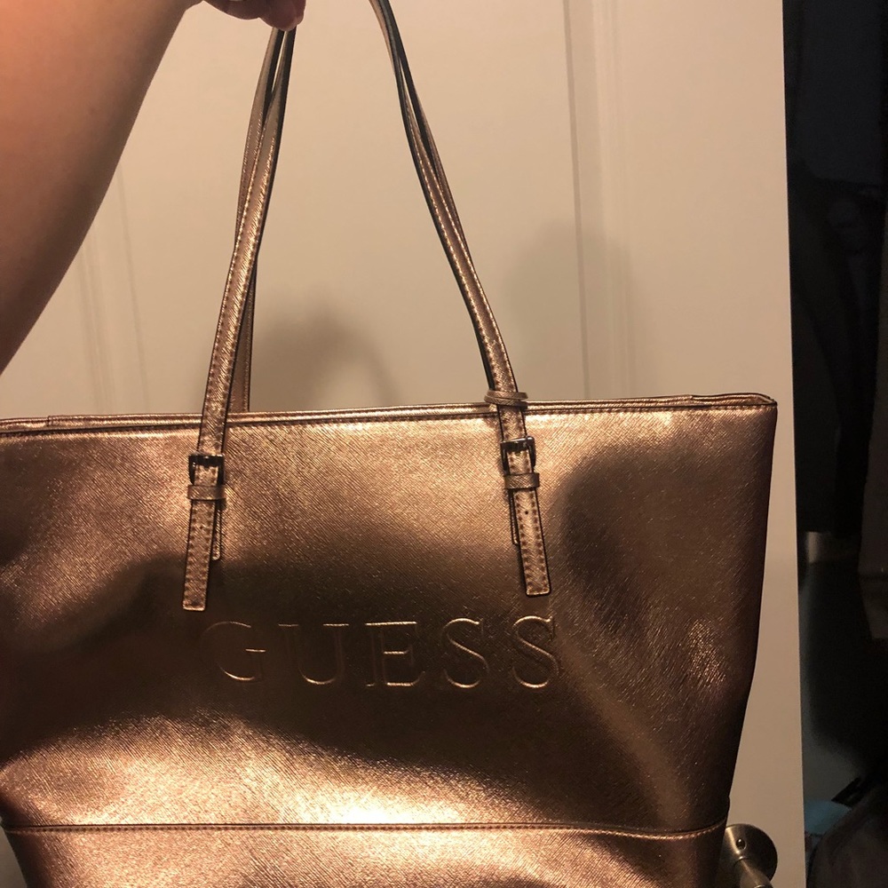Large Guess Rose gold tote